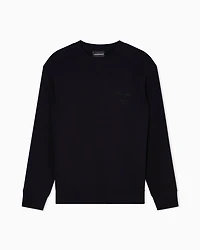 Emporio Armani - ASV double-jersey sweatshirt with oversized embroidery, Man, Black, Size: