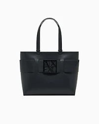 Armani Exchange - Medium shopper bag with tone-on-tone monogram, Woman, Black, Size: TU