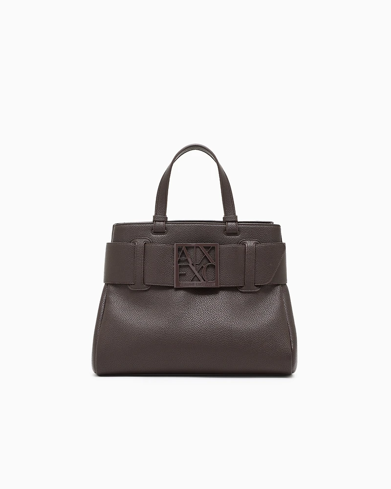 Armani Exchange - Handbag with ASV logo detail, Woman, Brown, Size: TU