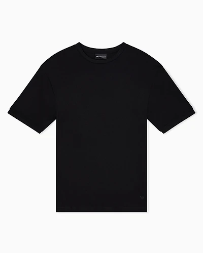 Emporio Armani - ASV jersey T-shirt with vertical jacquard motif, Man, Black, Size: