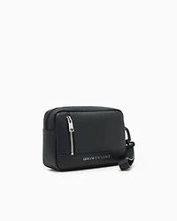 Armani Exchange - Beauty case with external strap in ASV recycled material, Man, Black, Size: TU