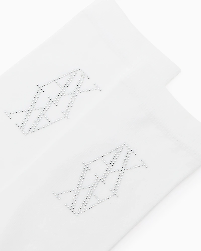 Socks with rhinestone logo