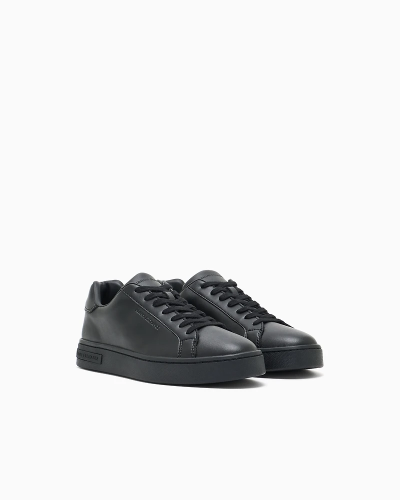 Armani Exchange - Leather sneakers with logo on the sole, Man, Black, Size: