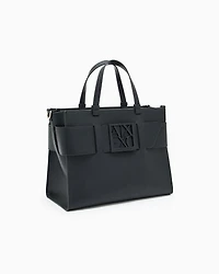 Large tote bag with double handles and shoulder strap