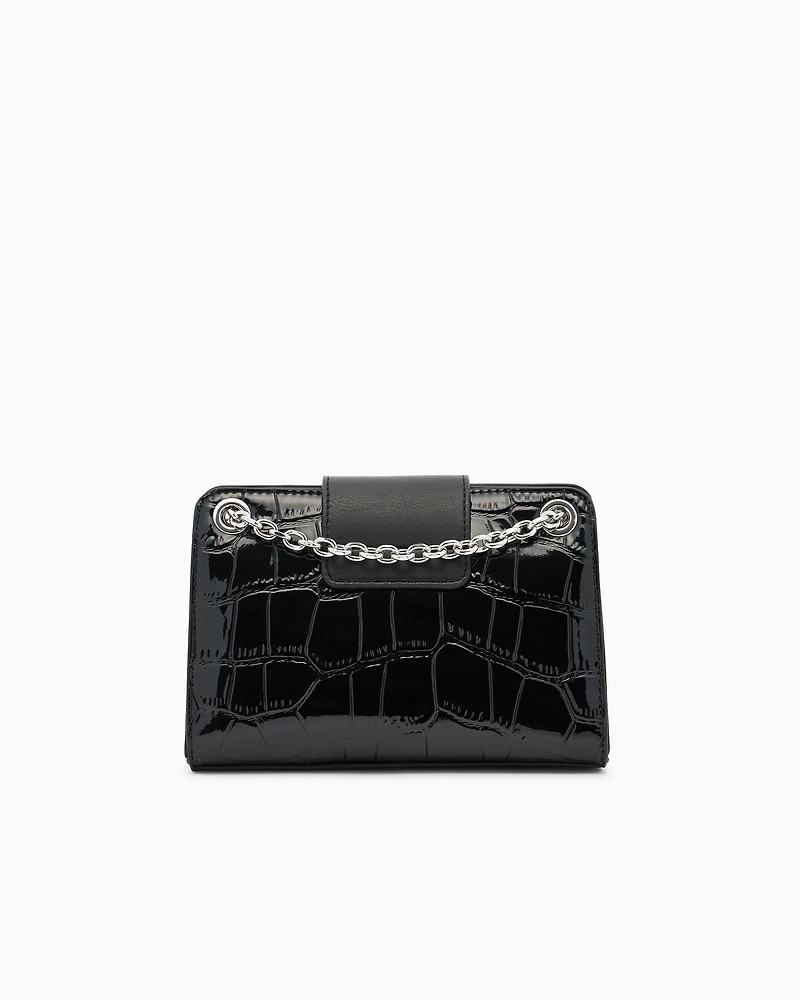 Armani Exchange - Small shoulder bag with shaped logo, Woman, Black, Size: TU