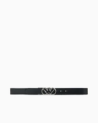 Emporio Armani - Leather reversible belt with eagle buckle, Woman, Black, Size: