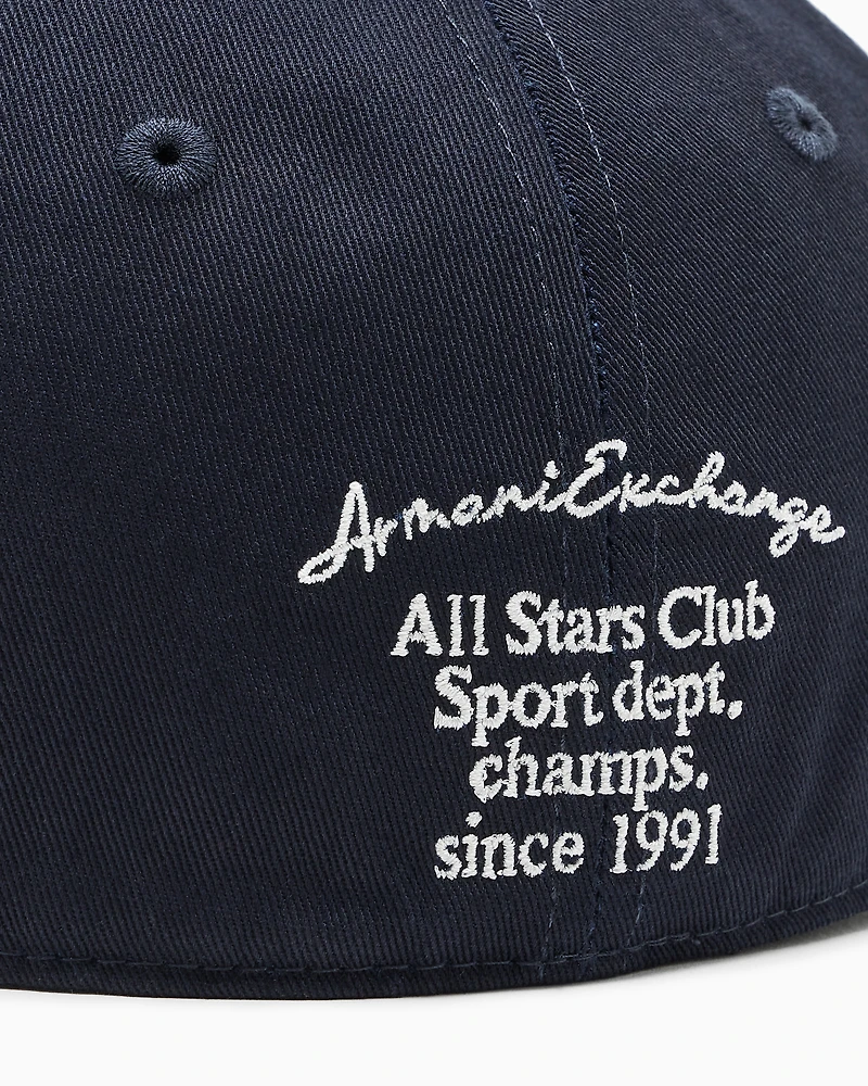 Armani Exchange - COTTON TWILL LOGO PATCH CAP, Man, Blue, Size: TU