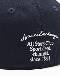 Armani Exchange - COTTON TWILL LOGO PATCH CAP, Man, Blue, Size: TU