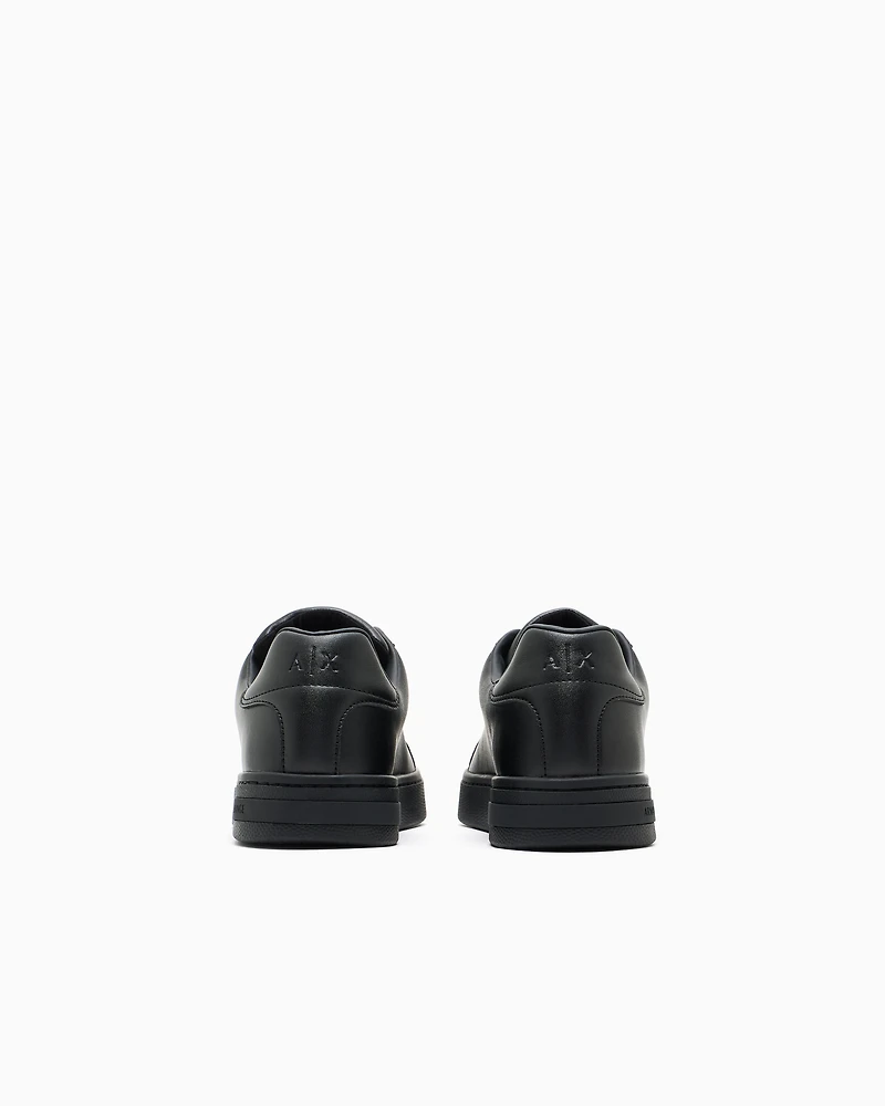 Armani Exchange - Leather sneakers with logo on the sole, Man, Black, Size: