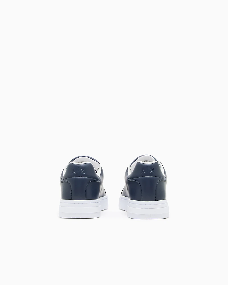 Armani Exchange - Leather sneakers with logo on the sole, Man, Blue, Size: