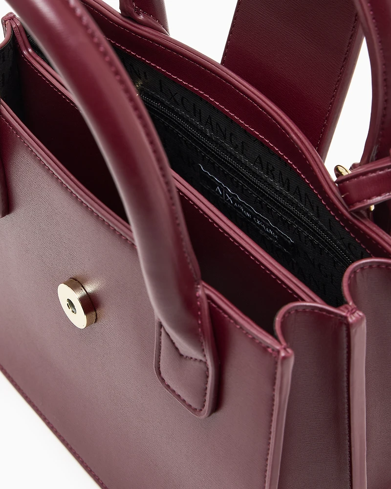 Armani Exchange - ASV Small Trapeze Handbag, Woman, Burgundy, Size: TU