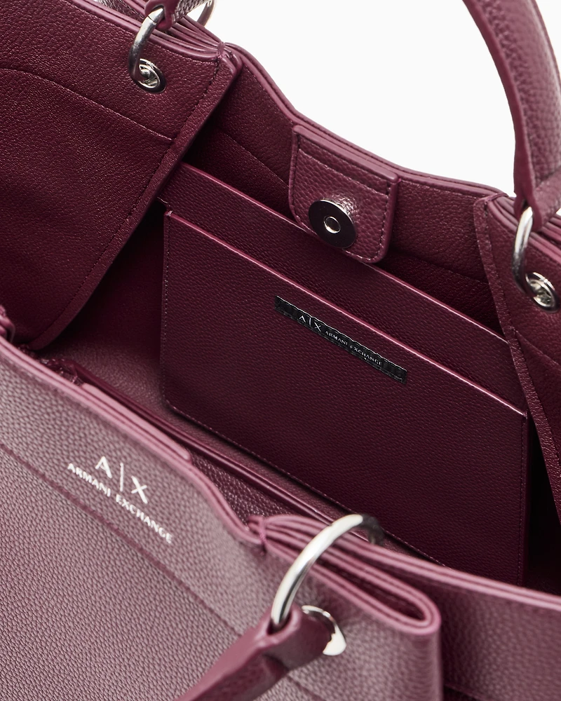 Armani Exchange - Large handbag with degradè shoulder strap, Woman, Burgundy, Size: TU