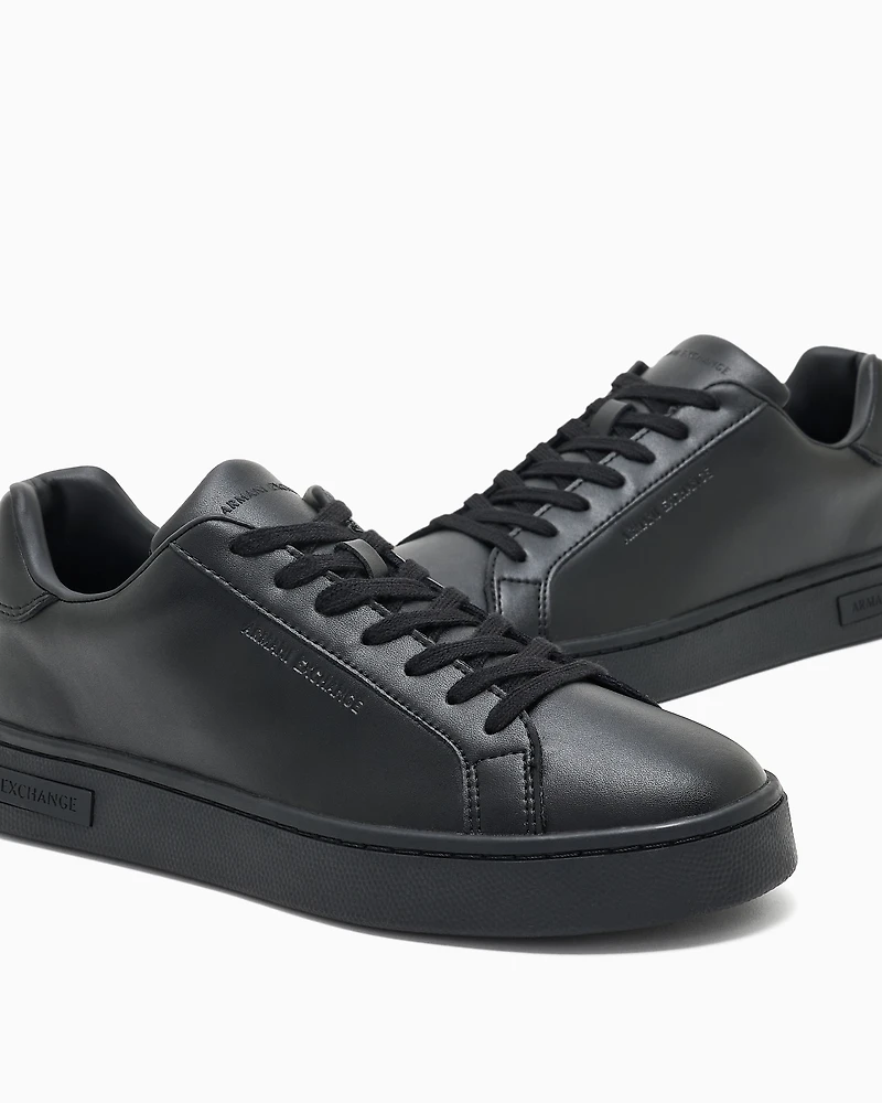 Armani Exchange - Leather sneakers with logo on the sole, Man, Black, Size: