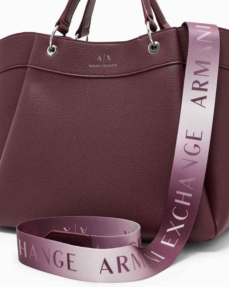 Armani Exchange - Large handbag with degradè shoulder strap, Woman, Burgundy, Size: TU