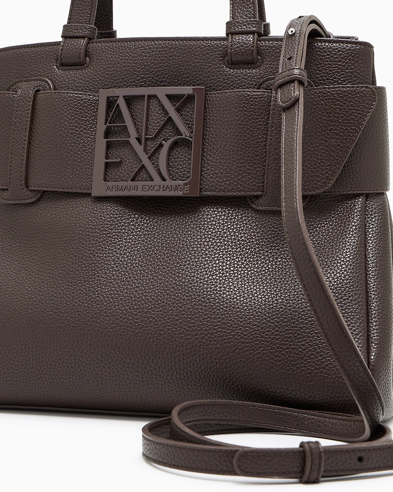 Armani Exchange - Handbag with ASV logo detail, Woman, Brown, Size: TU
