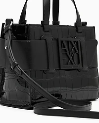 Armani Exchange - Coconut Tote Bag with Logo, Woman, Black, Size: TU