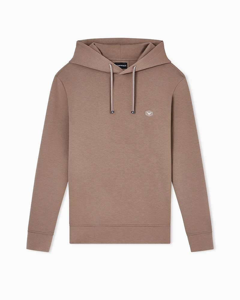 Emporio Armani - Hooded sweatshirt with micro logo patch, Man, Beige, Size: