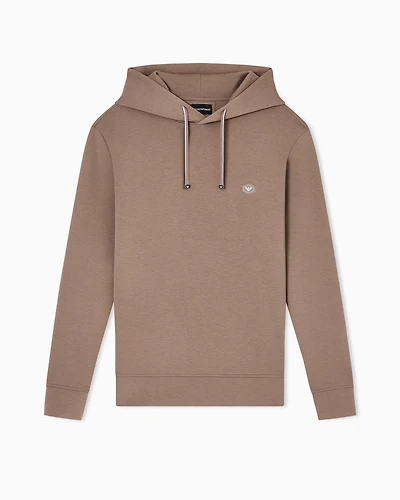 Emporio Armani - Hooded sweatshirt with micro logo patch, Man, Beige, Size: