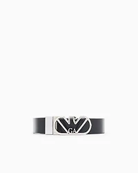 Emporio Armani - Leather reversible belt with eagle buckle, Woman, Black, Size: