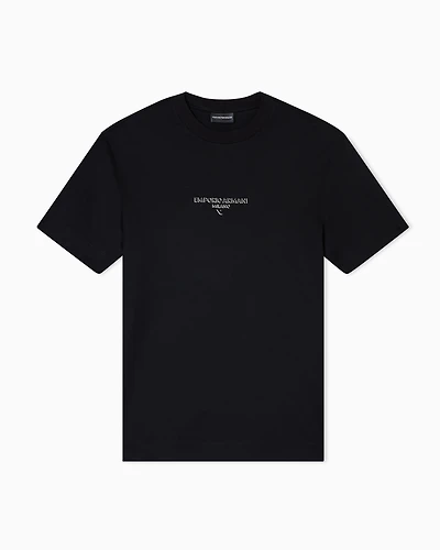 Emporio Armani - Lyocell blend jersey T-shirt with 3D-effect logo, Man, Black, Size: