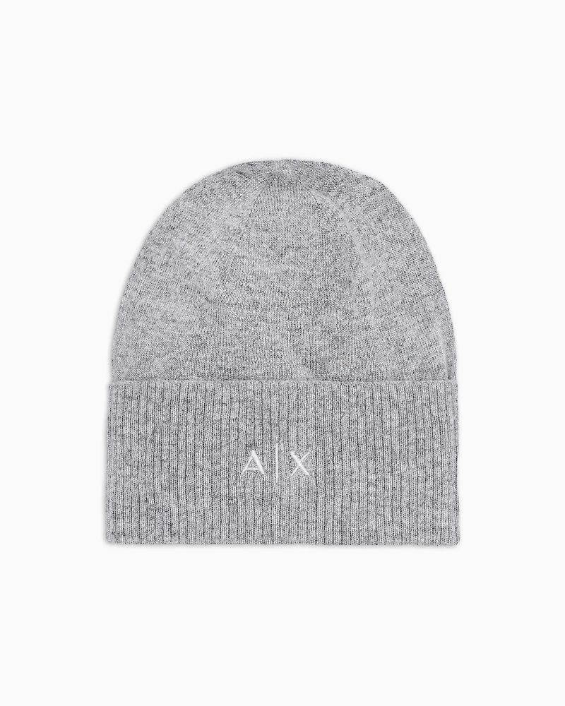 Armani Exchange - Beanie hat with logo, Woman, Silver, Size: TU