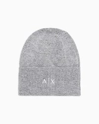 Armani Exchange - Beanie hat with logo, Woman, Silver, Size: TU