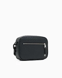 Armani Exchange - Shoulder bag with allover monogram logo, Man, Black, Size: TU