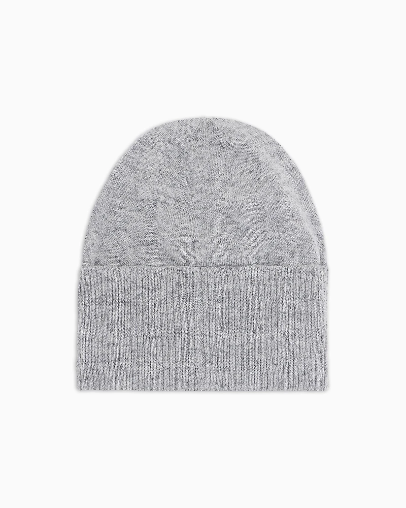 Armani Exchange - Beanie hat with logo, Woman, Silver, Size: TU