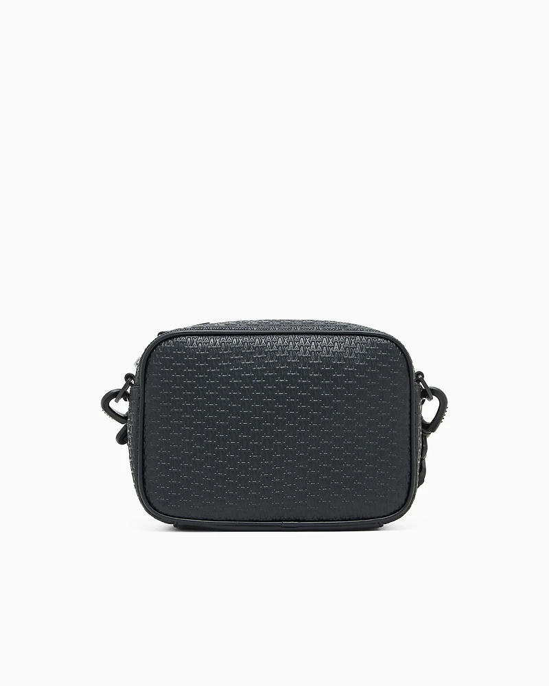 Armani Exchange - Shoulder bag with allover monogram logo, Man, Black, Size: TU