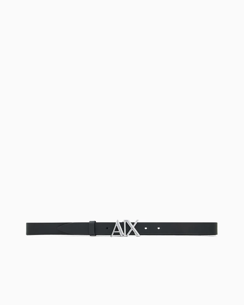 Armani Exchange - Leather belt with logo, Woman, Black, Size: