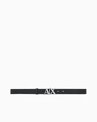 Armani Exchange - Leather belt with logo, Woman, Black, Size: