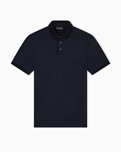 Emporio Armani - ASV Lyocell-blend jersey polo shirt with domed logo, Man, Navy Blue, Size: