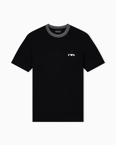 Emporio Armani - ASV piqué T-shirt with super-embossed EA embroidery, Man, Black, Size: