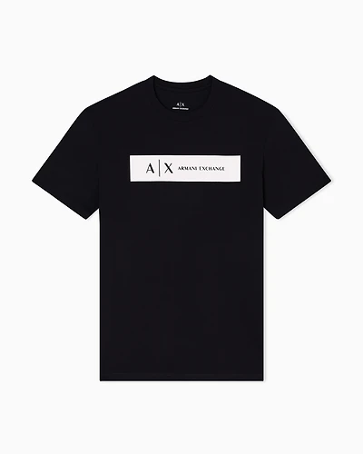 Armani Exchange - Regular fit T-shirt with rectangular logo, Man, Black, Size: