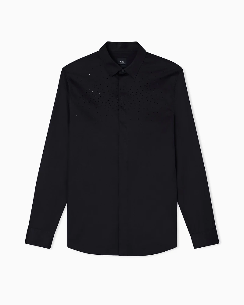 Armani Exchange - Shirt with rhinestones, Man, Black, Size:
