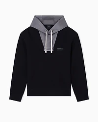Armani Exchange - CONTRASTING TWO TONE HOODED LOGO SWEATSHIRT, Man, Black, Size: