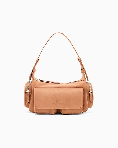 Armani Exchange - Large shoulder bag with side pockets, Woman, Camel, Size: TU