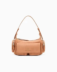 Armani Exchange - Large shoulder bag with side pockets, Woman, Camel, Size: TU