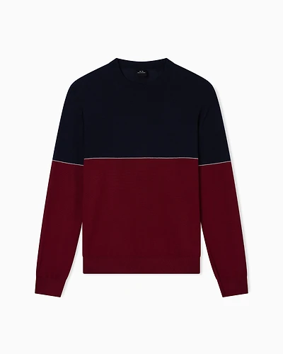 Armani Exchange - Color block crew neck sweater, Man, Blue, Size:
