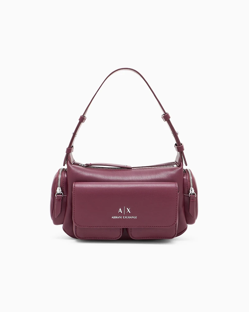 Armani Exchange - Large shoulder bag with side pockets, Woman, Burgundy, Size: TU