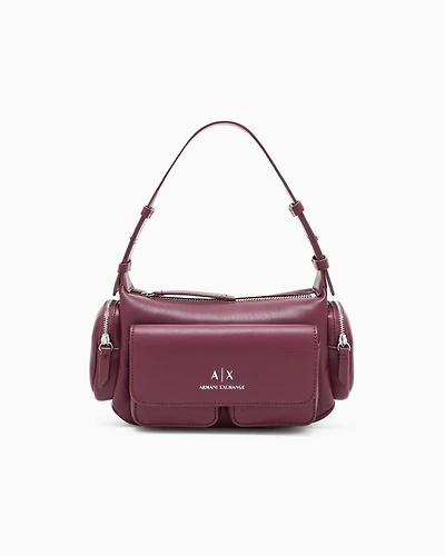 Armani Exchange - Large shoulder bag with side pockets, Woman, Burgundy, Size: TU