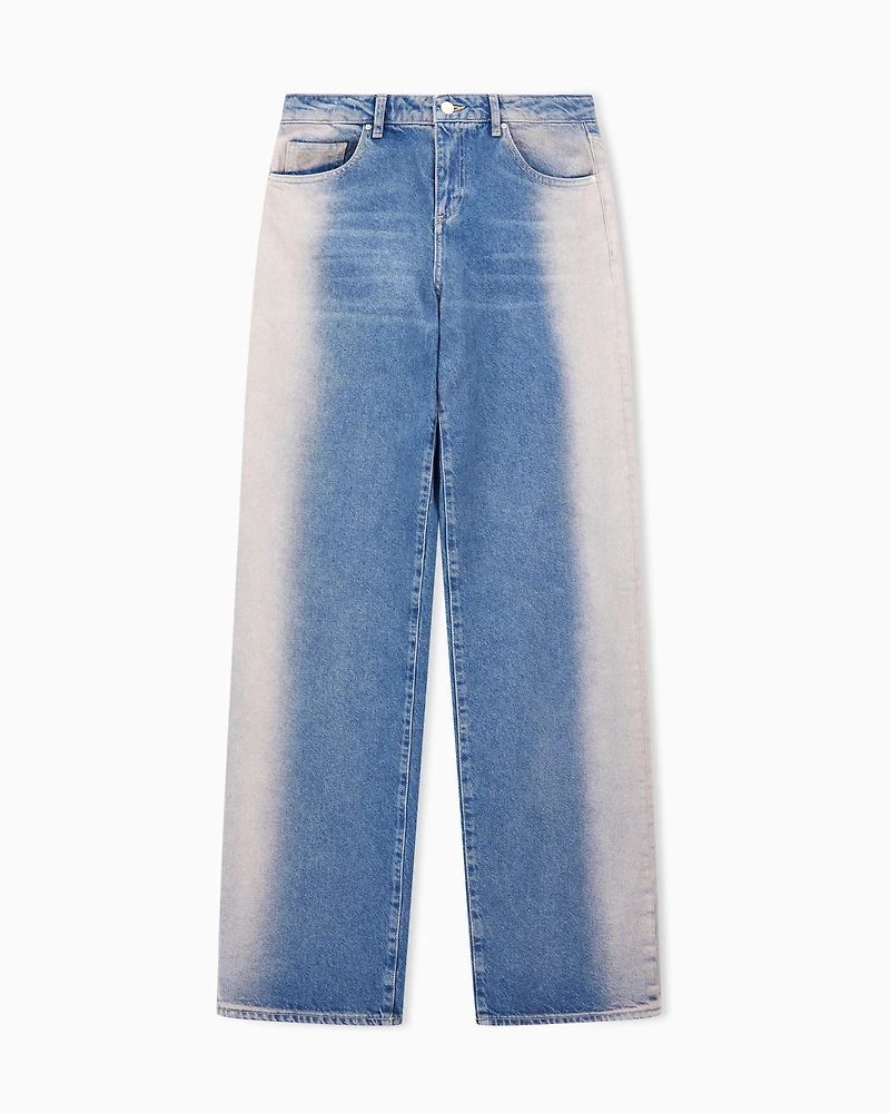 Armani Exchange - Low rise relaxed fit shaded jeans, Woman, Blue, Size:
