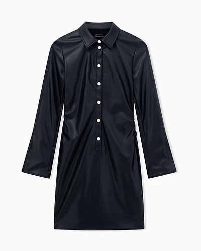 Armani Exchange - Short faux leather pinafore dress, Woman, Black, Size: