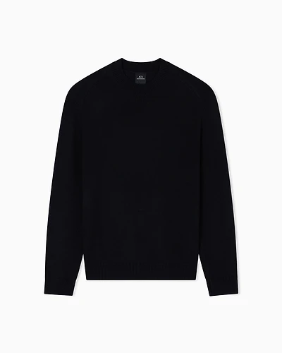 Armani Exchange - Wool and cotton crew neck sweater, Man, Black, Size: