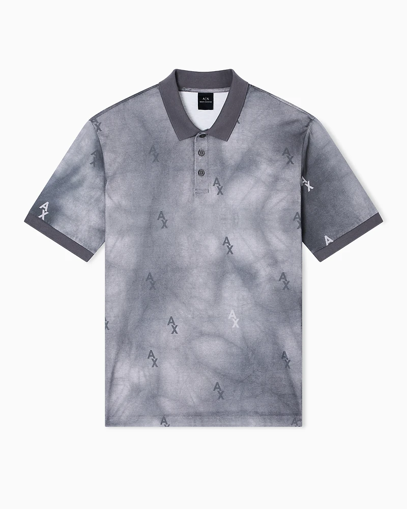 Armani Exchange - Regular fit polo shirt with shaded print, Man, Grey, Size: