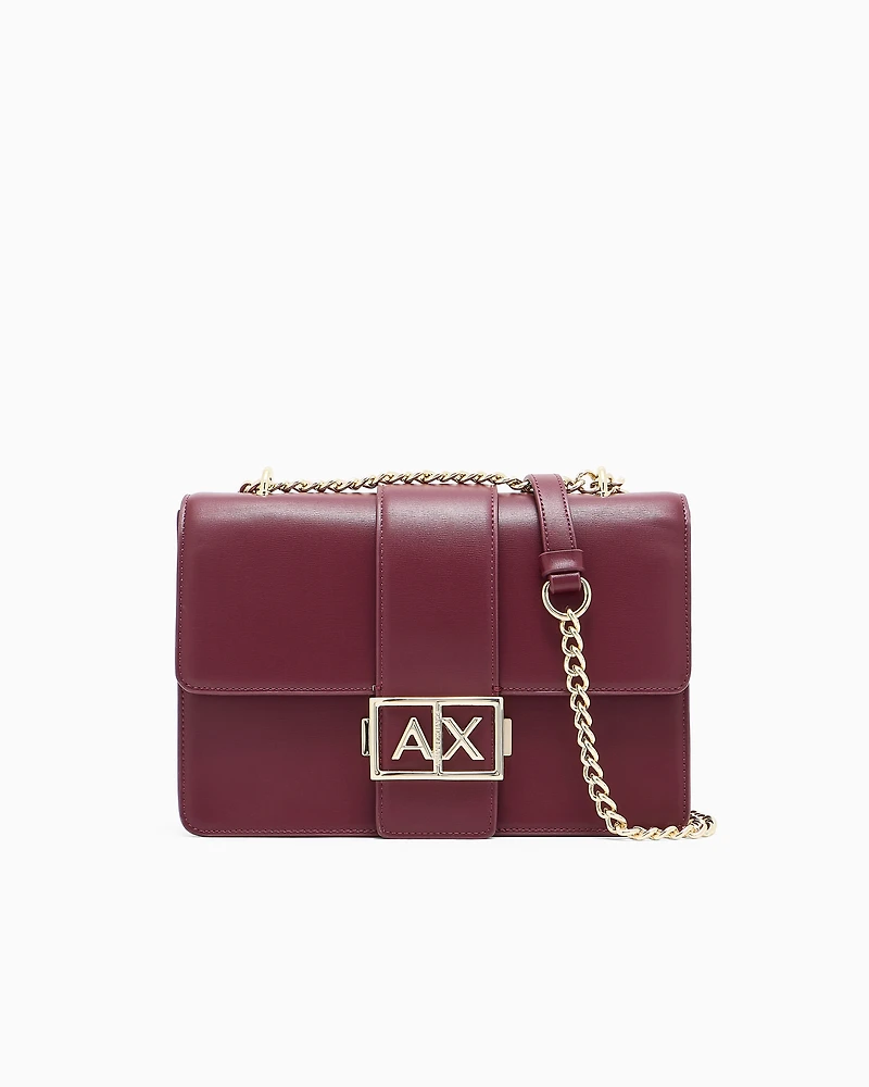 Armani Exchange - Shoulder bag with metal logo, Woman, Burgundy, Size: TU