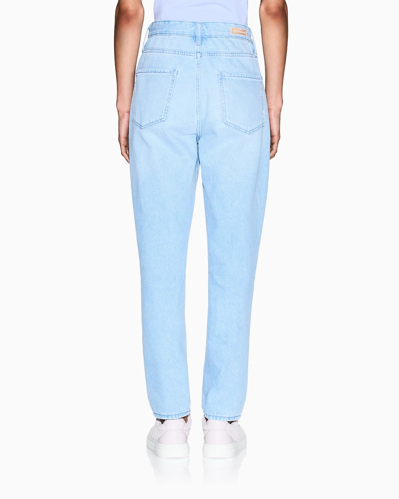 Armani Exchange - Rigid denim boyfriend jeans, Woman, Blue, Size: