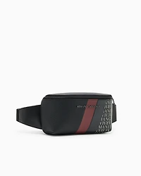 Armani Exchange - Monogram and Stripes Bum Bag, Man, Black, Size: TU