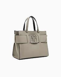 Armani Exchange - Large tote bag with double handles and shoulder strap, Woman, Brown, Size: TU
