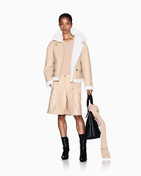 Armani Exchange - Short Faux Shearling Jacket, Woman, Camel, Size: